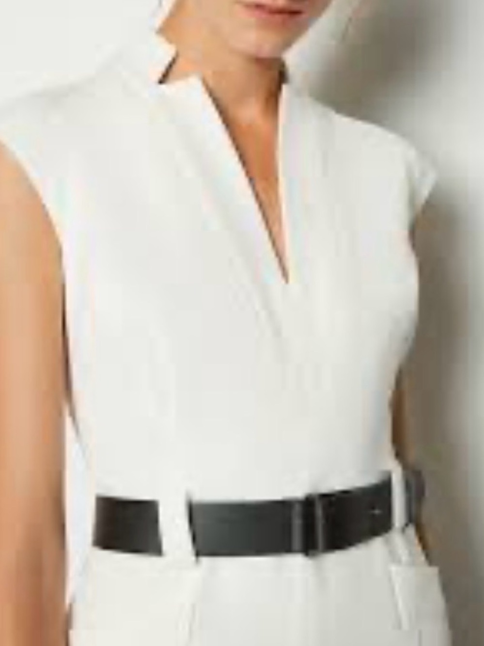 Karen Millen NWT Tall Structured Crepe Forever Cap Sleeve Belted Dress. (Mox30)